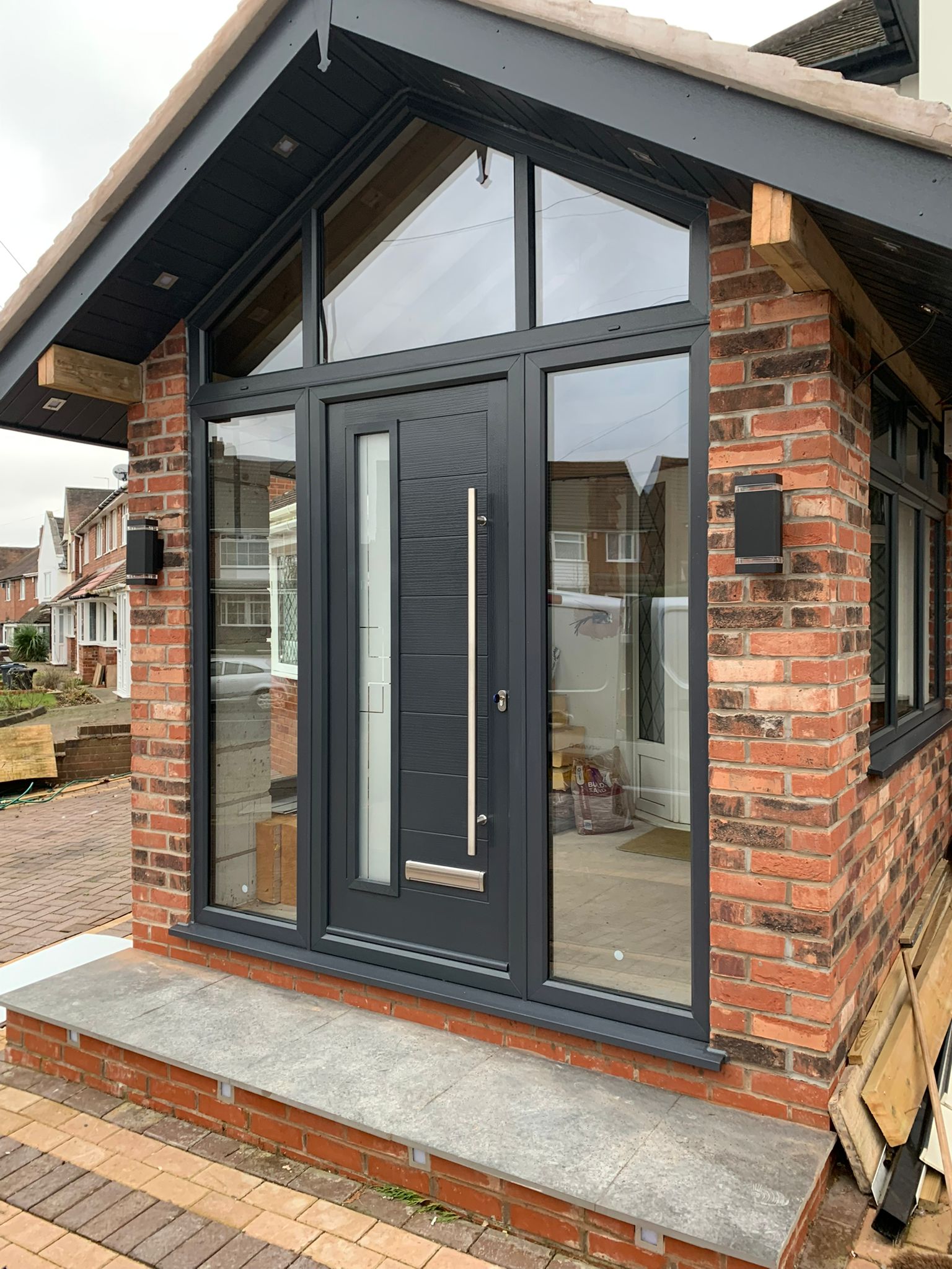 Grey Composite Door with Glass Panels